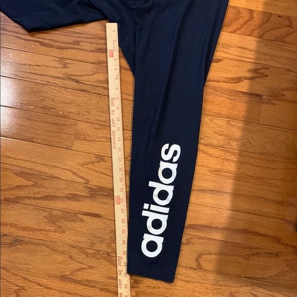 Adidas Blue Leggings Athletic Stretchy Fit - Picture 3 of 6